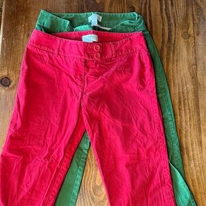 LOFT women’s Vibrant Red and Green Pants